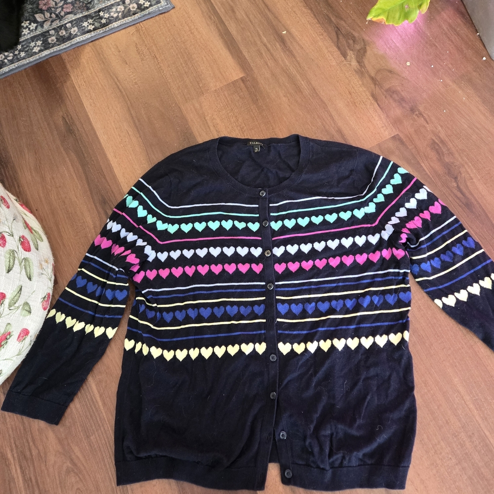 Talbots Navy Cardigan with Heart Sring Summer Xl
